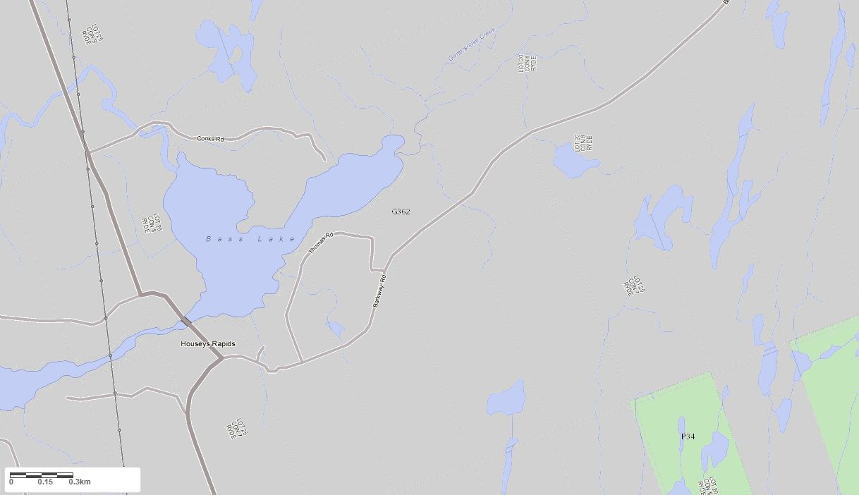 Crown Land Map of Bass Lake in Municipality of Gravenhurst and the District of Muskoka